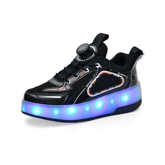 Black LED Shoes with Wheel - Roller Skates USB Rechargeable