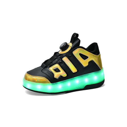 AIR Black LED Shoes with Wheel - Roller Skates USB Rechargeable