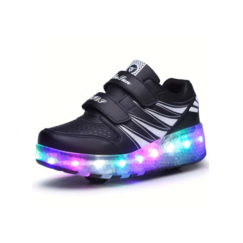 Sparkling Shine LED Shoes with Wheel - Black