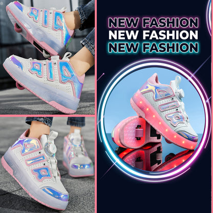 Air Pink LED Shoes with Wheel - Roller Skates USB Rechargeable