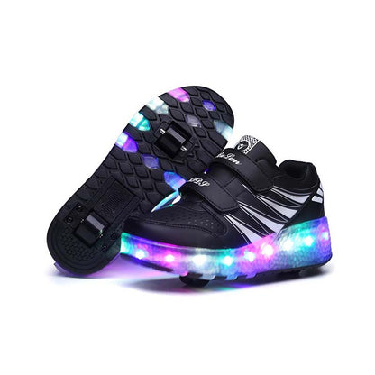 Sparkling Shine LED Shoes with Wheel - Black