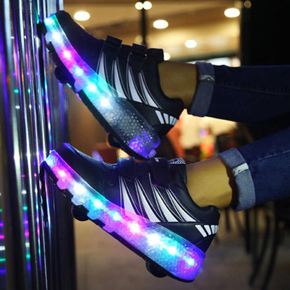 Sparkling Shine LED Shoes with Wheel - Black