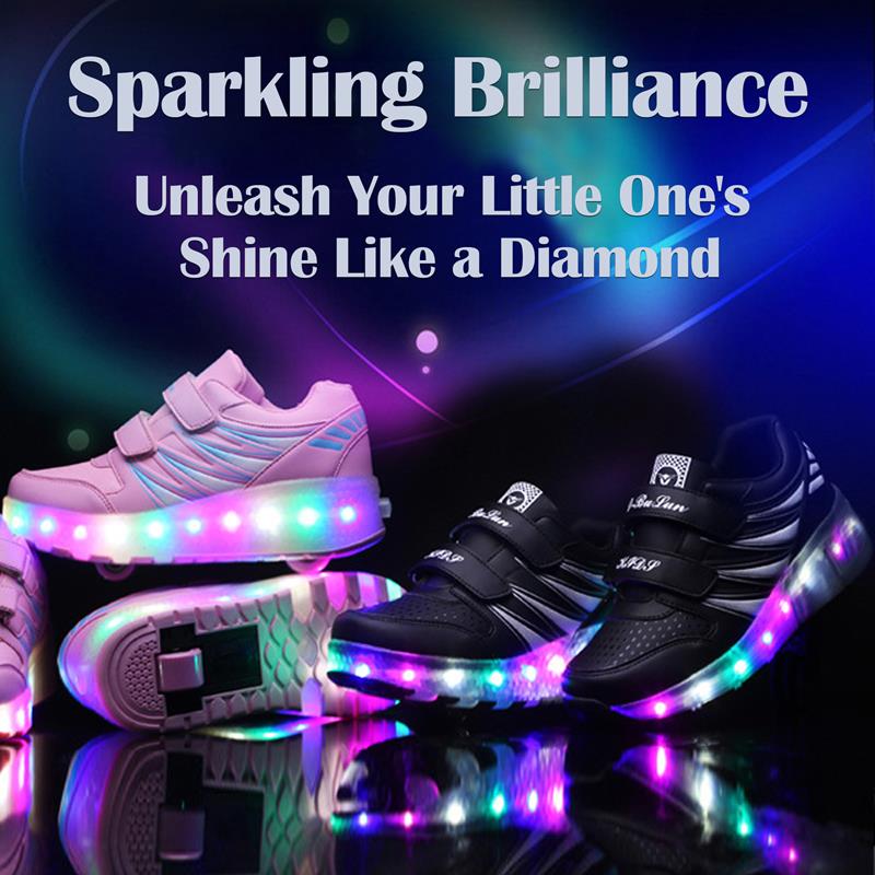 Sparkling Shine LED Shoes with Wheel - Black