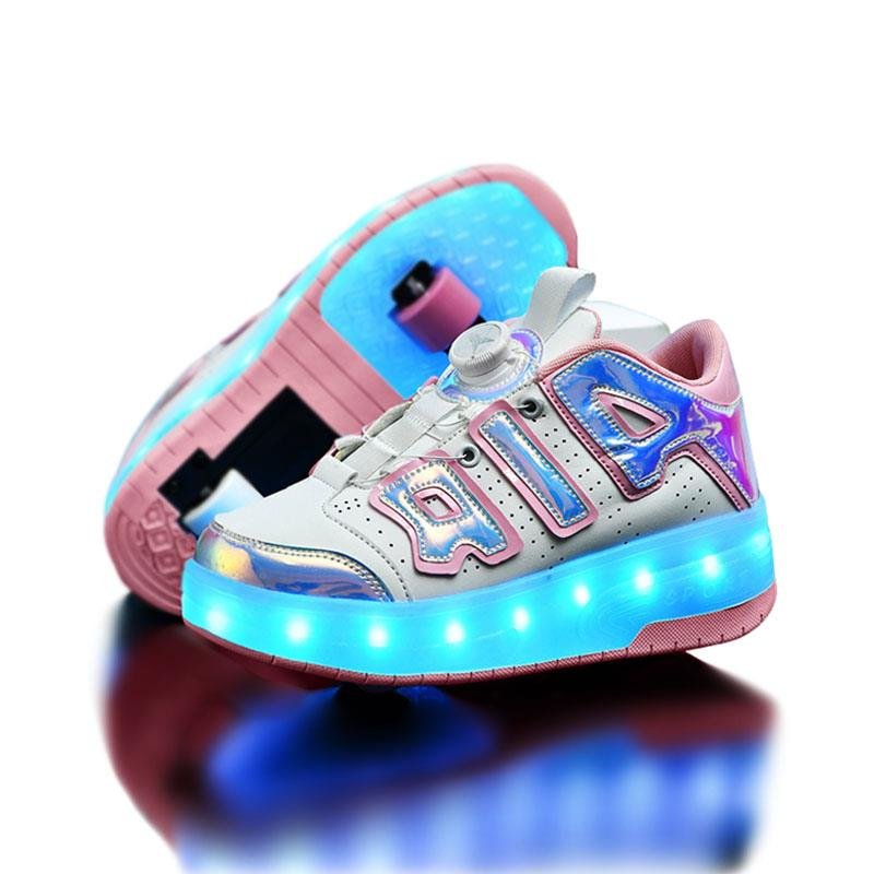 XAQA Air Runner Pink Kids light-up roller shoe