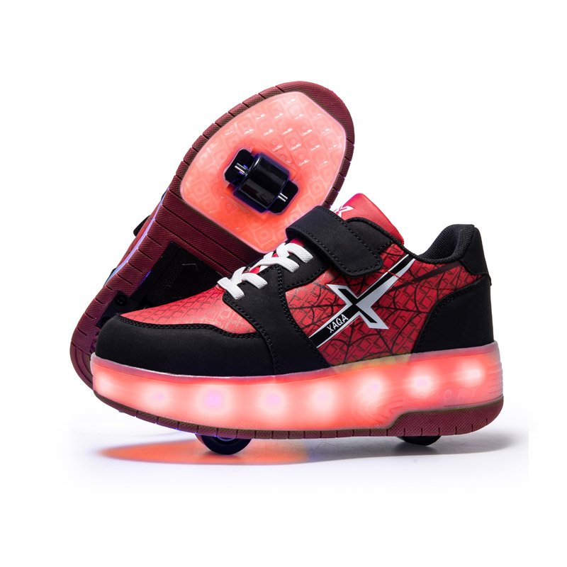 XAQA Classic Wheel Red kids light-up roller shoes