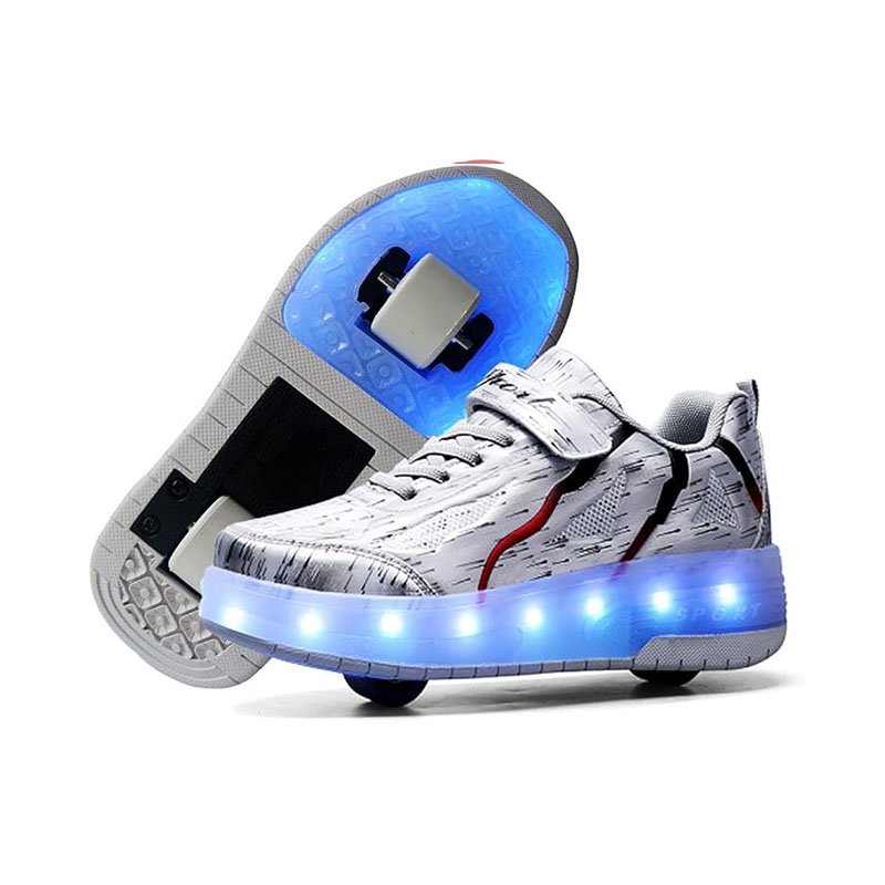 XAQA XF Trail Silver kids light-up roller shoes